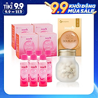 Combo 4 Hộp nước uống Collagen (4 x 6 chai) & Viên uống cấp ẩm InnerB Aqua Rich lọ 56v, chăm sóc và cải thiện làn da mịn màng, làm chậm quá trình lão hóa