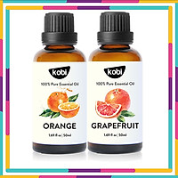 Combo 2 Tinh Dầu Xông Phòng Kobi: Tinh Dầu Cam Ngọt (50ml) + Tinh Dầu Bưởi (50ml) - Tinh Dầu Thiên Nhiên Nguyên Chất, Giúp Giảm Stress, Xua Đuổi Côn Trùng Và Khử Mùi Hiệu Quả, Thích Hợp Dùng Với Đèn Xông Và Máy Khuếch Tán Tinh Dầu