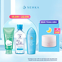 Bộ sản phẩm bảo vệ và giảm mụn Senka (Sữa tẩy trang Milky 230ml + Sữa rửa mặt Acne 100g + Chống nắng UV Gel 80ml)