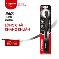 Combo Bàn chải điện Colgate Sonic 360 Charcoal với lông chải phủ than kháng khuẩn và 2 Đầu thay màu trắng lông chải xoắn kép