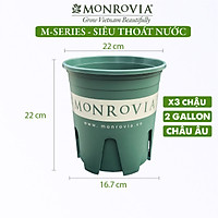 3 Chậu nhựa trồng cây MONROVIA 2 Gallon, Dòng M-Series, chậu trồng cây, chậu cây cảnh mini, để bàn, treo ban công, treo tường, cao cấp, chính hãng thương hiệu MONROVIA