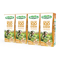 Lốc 4 Hộp NutiMilk Sữa tươi 100 điểm - Sữa tươi tiệt trùng đường đen 180ml L4.STDD180TI NUTIFOOD