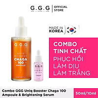 Combo Tinh Chất Phục Hồi, Làm Dịu, Làm Trắng Da GGG Uniq Booster Chaga 100 Ampoule & Brightening 50ml & 10ml