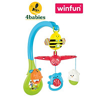 Treo nôi cũi phát nhạc / tiếng ồn trắng ru ngủ đa năng hình con ong Winfun 0856 - Đồ chơi treo có thể tháo rời - tặng đồ chơi tắm 2 món