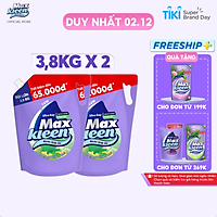 Combo 2 túi nước giặt xả Maxkleen hương Vườn Sớm Mai 3.8kg/túi