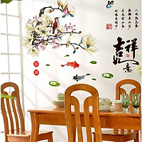 Decal dán tường Mẫu đơn chim én - HP502