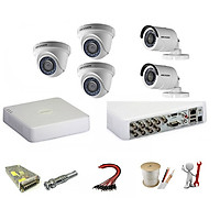 Trọn bộ 5 camera Hikvision 2.0 Megapixel - Hàng chính hãng