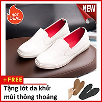 Giày Slip On Nam Aroti Đế Khâu Chắc Chắn Phong Cách Đơn Giản Màu Trắng - M498-TRANG (L)