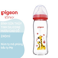 Bình sữa Thủy tinh Pigeon Cổ rộng 240ml con hưu