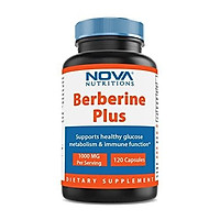 Nova Nutritions Berberine Plus 1000 mg per Serving (Non-GMO) 120 Capsules - Promotes Healthy Blood Sugar Level