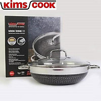 Chảo sâu Noon Song inox 3 lớp đáy từ nắp kính chống dính 2 mặt KIMS COOK 30cm