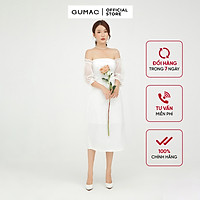 Đầm dáng ôm nữ hở vai GUMAC màu trắng đầm dự tiệc sang trọng DB541