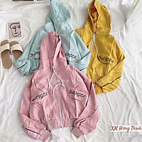 áo khoác dù nữ in chữ mũ trùm phong cách 0064