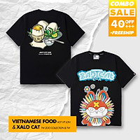 Combo Áo thun Teeworld TW x Vietnamese Food - Hot Vit Lon và Xalo Cat - TW Zoo Collection Nam Nữ Form Rộng Unisex
