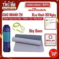 Thảm Tập YoGa Dày 8mm miDoctor + Bao Thảm Tập Yoga + Dây Thảm Tập Yoga (Túi, Dây Giao Màu Ngẫu Nhiên)
