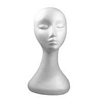 White Swan Neck Polystyrene Female Head Retail Display Dummy Wig Hat Stand 50cm