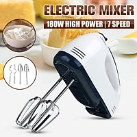 Máy đánh trứng điện 7 tốc độ Máy đánh trứng gia dụng Máy trộn cầm tay Máy xay sinh tố bằng thép không gỉ Chrome Bột nhào Bột làm bánh Máy chế biến thực phẩm Bánh với máy tách lòng trắng trứng miễn phí