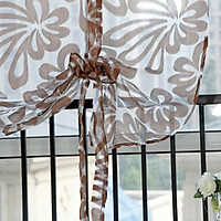 2PCS Tie-up Jacquard Polyester Roman Window Curtain Sheer