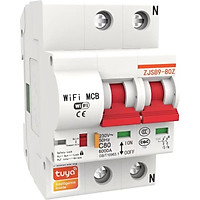 Aptomat CB thông minh Wifi 2P 80A 63A 40A bật tắt từ xa qua điện thoại