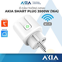 Ổ cắm điện thông minh AKIA EU Plug, Ổ cắm wifi điều khiển từ xa có đo điện năng tiêu thụ, hẹn giờ bật tắt, kết nối app tuya smart life