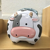 Ống heo đựng tiền có khóa hình con bò sữa cho bé yêu, Két sắt mini tiết kiệm tiền có khóa siêu yêu, đẹp mắt