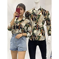 Áo sơ mi nam nữ thổ cẩm 2 màu xanh, vàng TM