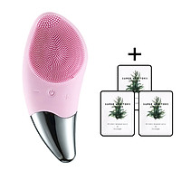 Máy Rửa Mặt Mini Massage Làm Sạch Sâu Tích Hợp Sóng Âm BR-1020 + Tặng 3 gói sữa rửa mặt thải độc Super Vegitoks Cleanser 3ml