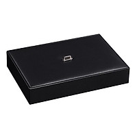 Valet Tray with Lid for Women Men Black Leather Nightstand Jewelry Storage Box