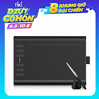 Bảng vẽ micro USB Huion H1060P với 12 nút phím cơ đi kèm với bút vẽ lớn không pin