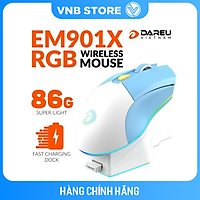 Chuột Gaming không dây DAREU EM901X RGB SUPERLIGHT, FAST CHARING DOCK (Hồng/Đen/Trắng) - Hàng Chính Hãng