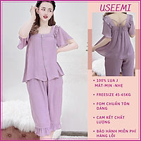 Đồ Bộ Lửng Mặc Ở Nhà Nữ Chất Lụa/Lanh/Tole USEEMI - Bộ Quần Áo Ngủ Nữ Tay Cánh Tiên Mặc Mùa Hè, Bảng Màu Sang Chảnh