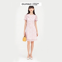 Đầm dáng xòe họa tiết hồng GUMAC DB761