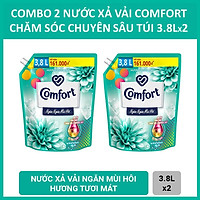 Combo 2 túi nước xả vải Comfort Chăm Sóc Chuyên Sâu Ngăn Ngừa Mùi Hôi Hương Tươi Mát khổng lồ 3.8LX2