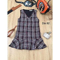 Váy ghile dạ kẻ tweed đuôi cá trẻ trung nữ tính, cổ V dễ mix với áo trắng, áo giữ nhiệt, bên trong có lót mềm min
