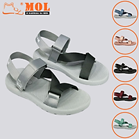 Giày sandal unisex nam nữ quai chéo vải dù đế mõng Slim có quai hậu cố định hiệu MOL mang đi học du lịch MS1166G