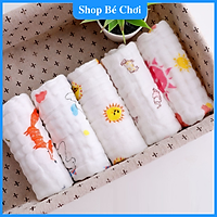 Set 5 Khăn Sữa 6 Lớp Vải Xô Nhăn Mềm Thấm Hút Tốt Hàng Cao Cấp