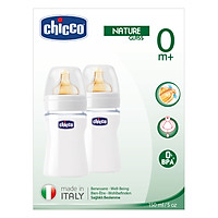 Hộp 2 Bình Thủy Tinh Núm Latex Chicco (150ml)