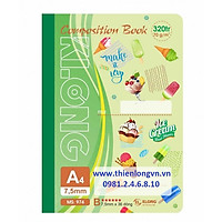 Sổ may dán gáy A4 - 320 trang; Klong 974 xanh lá