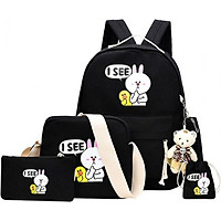 Bộ 5 món ba lô thời trang I see tặng kèm gấu bông