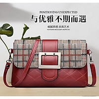 Túi đeo chéo nữ da mềm kẻ caro nhiều ngăn giá rẻ BAG U KED11