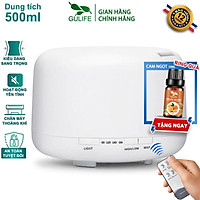 Máy Khuếch Tán Tinh Dầu Phun Sương Tạo Độ Ẩm Trụ Tròn Tặng Remote & Tinh Dầu GULIFE 10ml - GULIFE MKT23