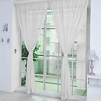 4Pcs H: 200cm Sheer Voile Window Curtain Drape for Bedroom Solid color
