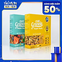 OHH Granola Ngũ Cốc Giảm Cân, Ăn Kiêng + Ngũ Cốc Lợi SữaYến mạch, hạt chia, hạt óc chó, Ohh Granola, Combo 2 Hộp X 250g, Tiêu chuẩn FDA Hoa Kỳ