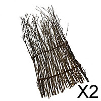 2xGarden Fence Screen Divider Border Bamboo Slat Reed Brushwood Roll 30x11cm