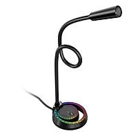 USB Microphone Plug & Play Professional 360 Degree Omnidirectional Microphone with Built-in LED Light Volume Knob