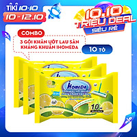 Combo 3 gói Khăn ướt lau sàn kháng khuẩn hương Cam iHomeda (10 miếng)