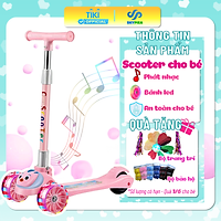 Xe Trượt Scooter Cho Bé - Có Đèn Led Phát Sáng - Phát Nhạc - Dành Cho Trẻ Em Từ 3 - 15 Tuổi, chất liệu nhựa PP thân thiện môi trường, gọn nhẹ, dễ dang mang theo