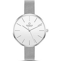 Obaku Denmark - Womens Designer Watch - Classic Modern Design Elegant Steel Case - Mesh Band - Model: Mynte, Color: Gold - Rose Gold - Silver - Charcoal - Granite - Sapphire Blue - Walnut, Best Gift