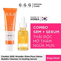 Combo Sữa Rửa Mặt Thải Độc, Mờ Thâm, Ngừa Mụn GGG Wonder Glow Pore Detox Bubble Cleanser & Healing 50gr & 30ml