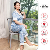 Đồ ngủ nữ pyjama tay dài quần dài họa tiết HW1003 đồ ngủ đẹp lụa Pháp cao cấp, mềm mịn - RELAX
